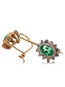Earrings Vintage craft Emerald 14K Rose gold cec026r